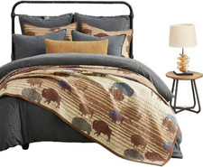 King Size Western Quilt Set - Buffalo Bision Aztec Cotton Bedding