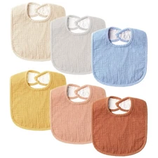 Muslin Baby Bibs 6 Pack Cotton Drool Teething Infant Feeding Soft Unisex