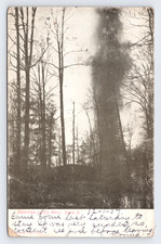 c1907 Shooting an Oil Well Postcard Lima OH Ashton's Drug Store Petroleum Ind.