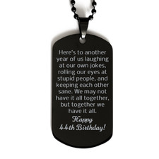 44th Birthday Gifts for Women Funny - 44th Birthday Dog Tag Necklace for Women -