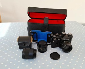 Zenit 12XP SLR 35mm camera plus extras
