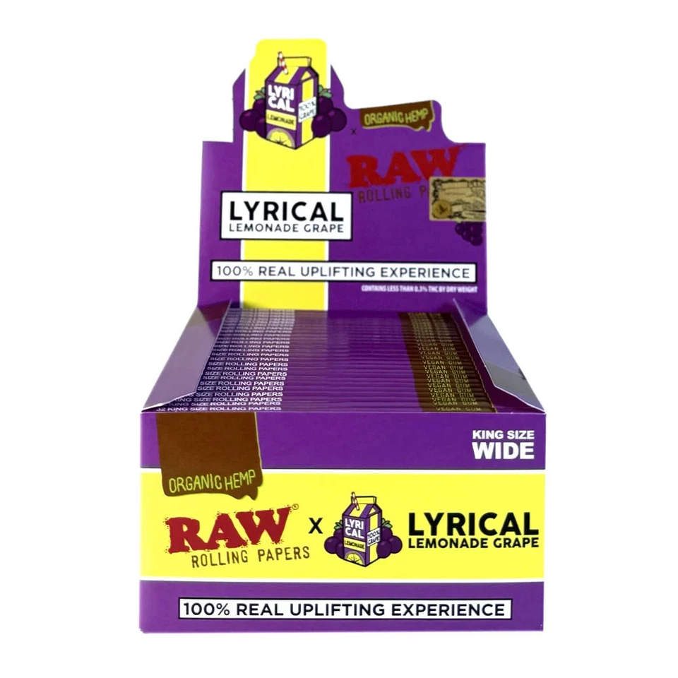 🍇 50 X RAW LYRICAL LEMONADE GRAPE KING SIZE WIDE ORGANIC HEMP PAPERS 🍇 50PK 🍇 - Image 2 of 4