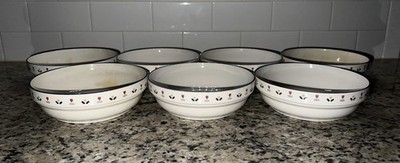 Sango Country Borders 6.5  Coupe Cereal Bowls - Set of 7