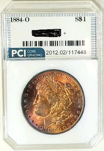 1884-O  Gem BU ++++ Morgan Dollar Gorgeous Rainbow Color  Toned PQ +
