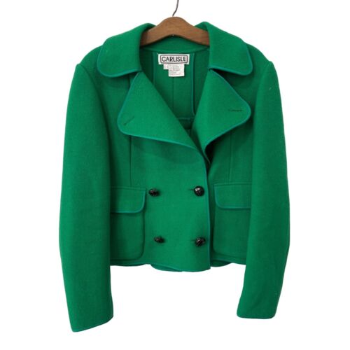 Carlisle Vintage Angora Blazer Womens 8 Green Wool Double Breasted St Patricks - Picture 1 of 7