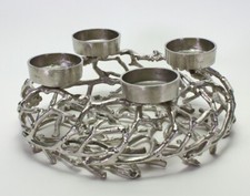 Adventskranz Ast Alu silber, groß, edel (V39175) Adventsdeko Weihnachtsdeko
