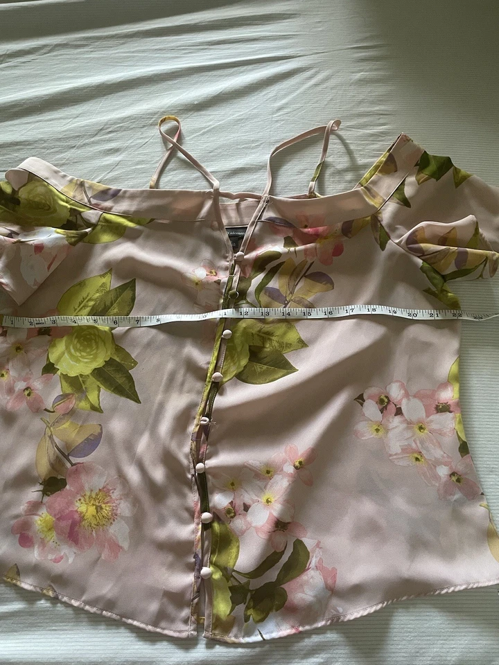 Blusa Top Bold Element Cold Off The Shoulders Rosa Floral Botón Frontal Talla L Foto 3 de 4