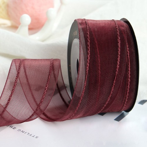 Two Stripe Sheer Chiffon Organza Ribbon - Width 2.5cm 4cm - 10 Yards Reel - Picture 10 of 14