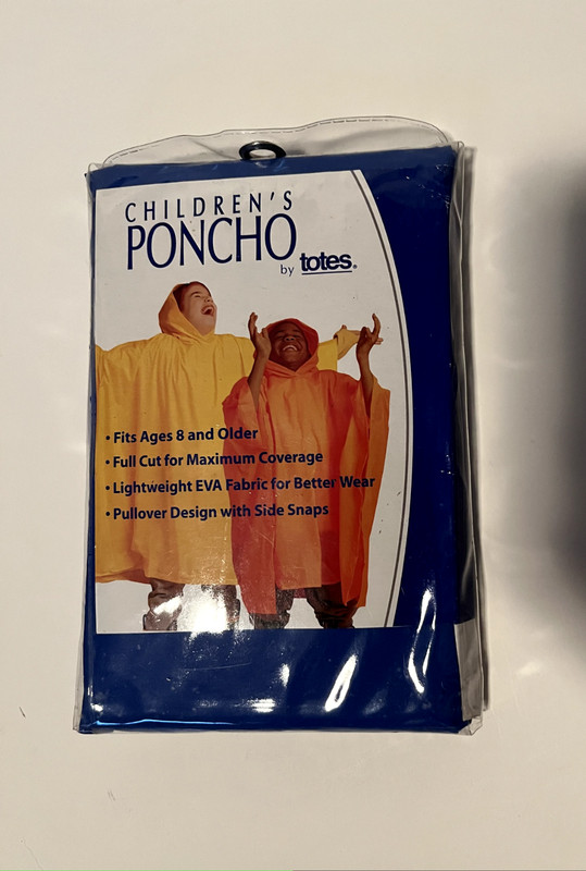 Cobalt Blue Totes Childs Fashion Poncho Age 8+ Older EVA with Snaps New in Pouch