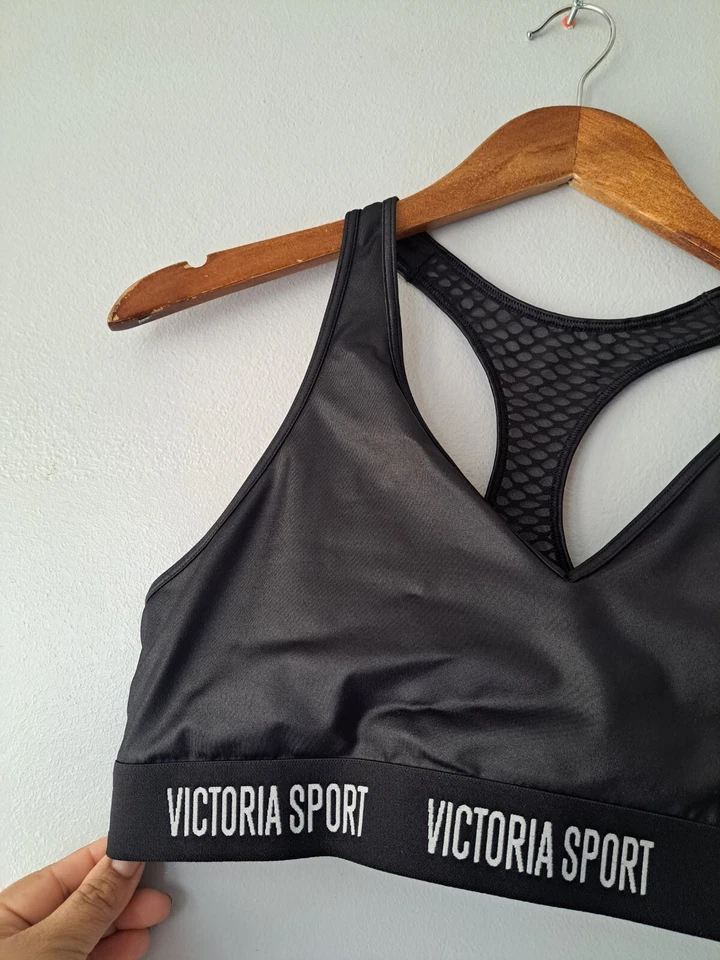 Sujetador deportivo Victoria's Secret Victoria satinado cuello en V para mujer espalda deportiva yoga talla M/L Foto 3 de 4
