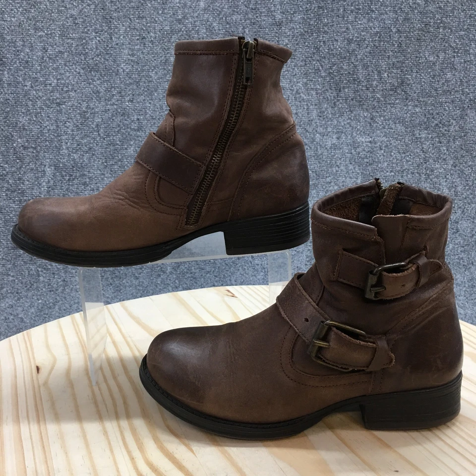 Artisan by Zigi Boots Womens 7.5 Elicia Ankle Booties Brown Leather Zip Buckle - Image 2 of 4