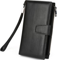 Yaluxe Women's Leather Wallet With Zipper Pocket Wristlet Strap Gift Box Black Yaluxe Women's Leather Wallet With Zipper Pocket Wristlet Strap Gift Box Black