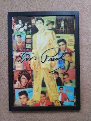 ELVIS PRESLEY 3d Hologram Lenticular Album Sleeves and Signature RARE 52x73cm