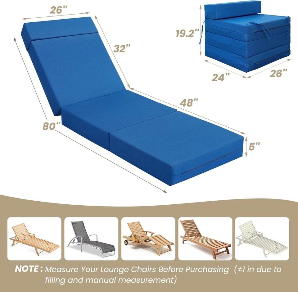 SUNYRISY Chaise Lounge Cushions Set of 2 Outdoor Lounge Chair Cushion,80x26x5 In - Image 2 of 4