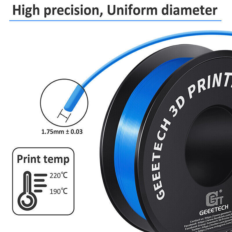 GEEETECH Stampante 3D Filamento Da PLA/PETG/TPU/ABS+/Marmo/Seta/Opaco-1Kg 1,75Mm foto 4