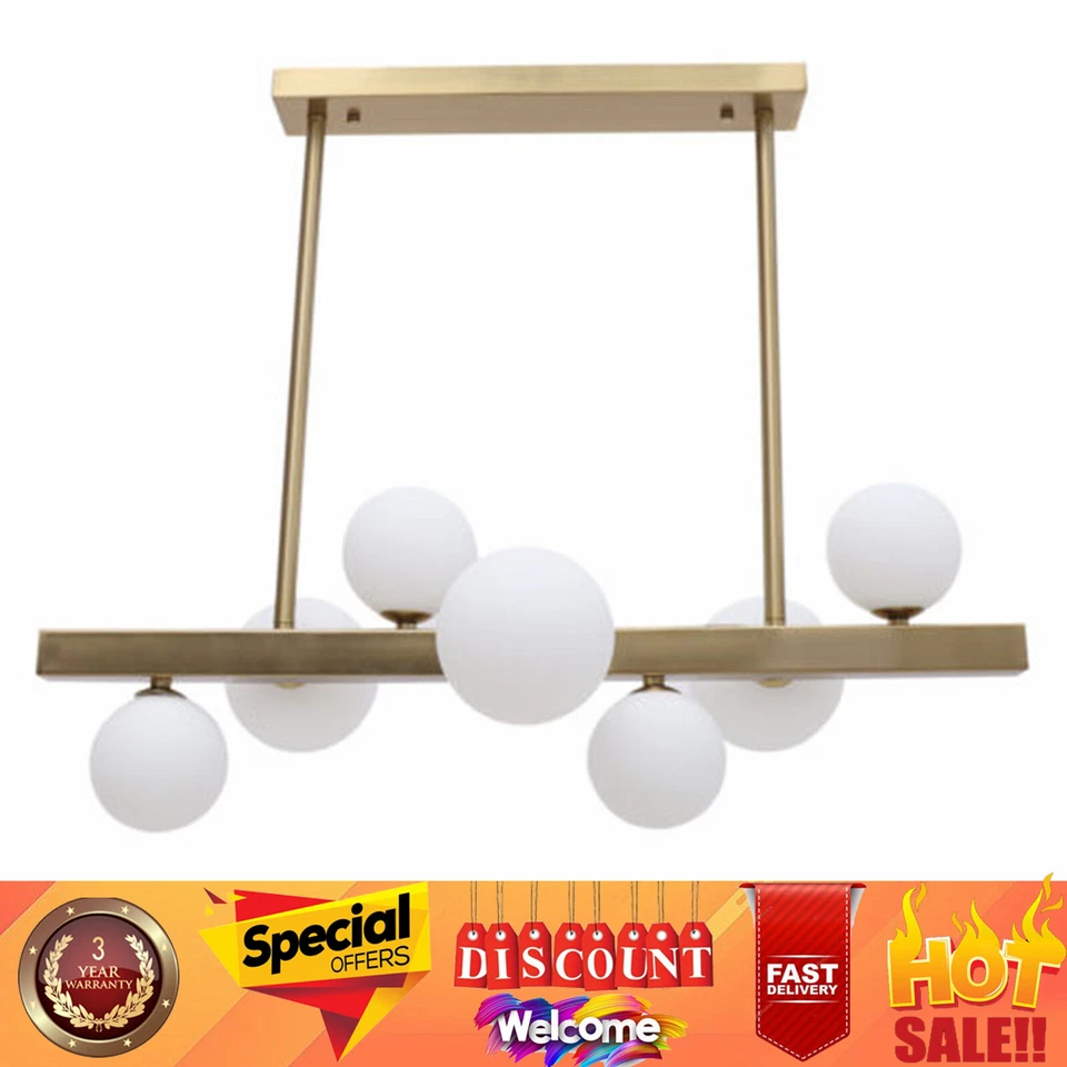 Modern 7-Light Linear Bubble Chandelier Glass Ball Ceiling Pendant Lamp Fixture - Image 4 of 4