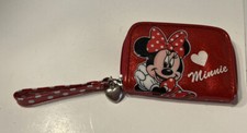 Disney Parks Minnie Mouse Wristlet Wallet Purse Child  s Size 5x3  Red Glittery