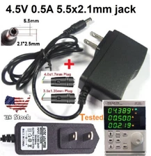 4.5V 0.5A  AC Adapter DC Power Supply Charger Cord 5.5x2.1mm with 2 DC Plug Tips