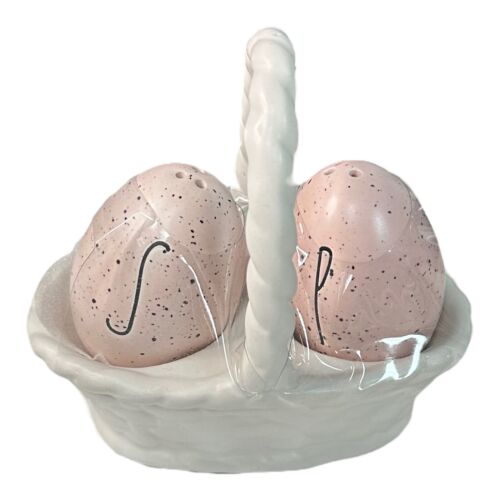 Rae Dunn "SALT and PEPPER" Pink Eggs Shakers Set - Afbeelding 1 van 1