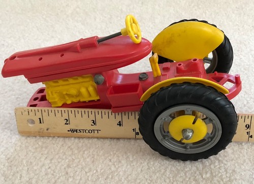 Vintage Louis Marx & Co Red & Yellow Plastic Farm Tractor 1950s USA - Picture 10 of 12