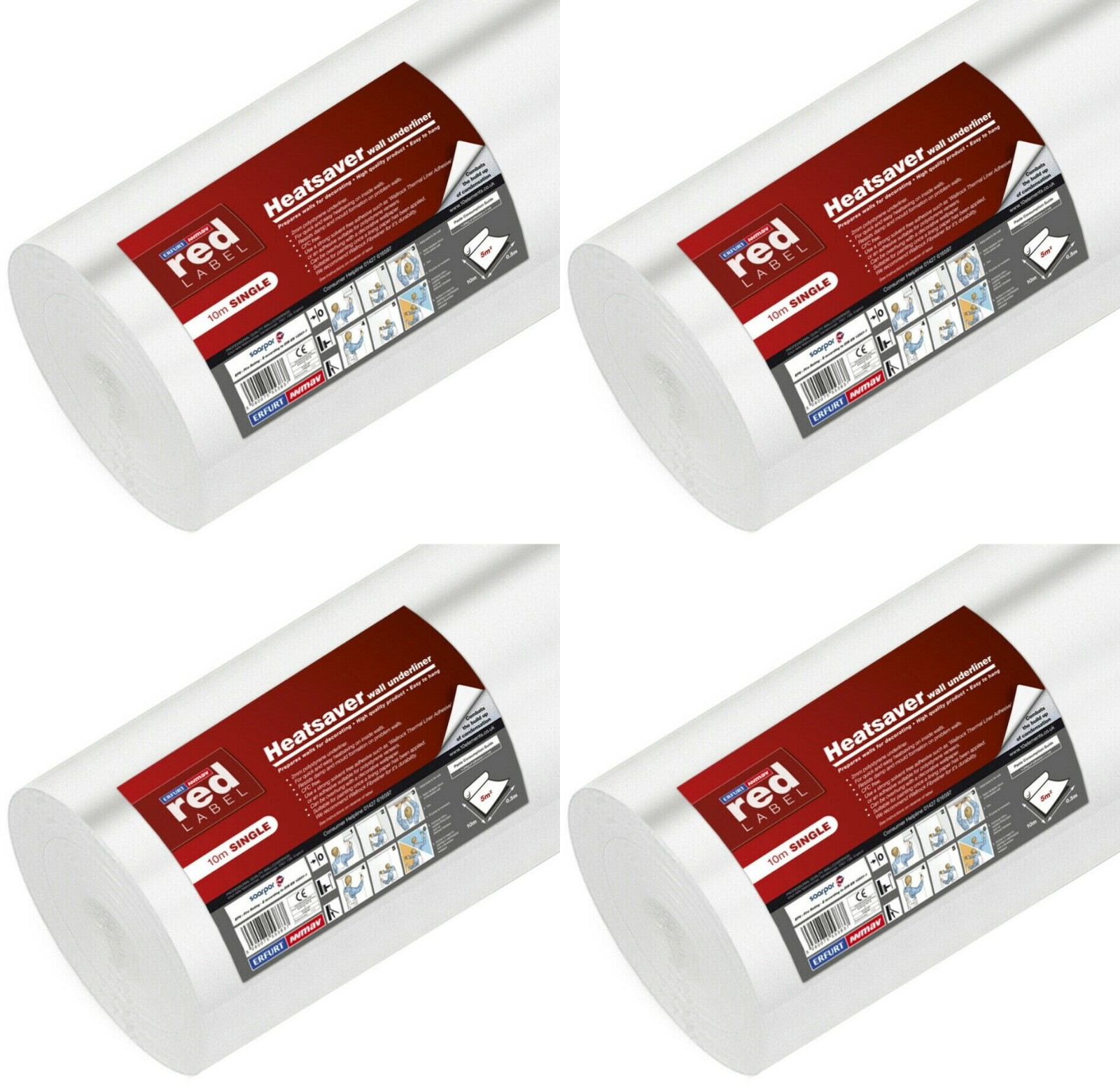 4x Erfurt Heatsaver Insulation Mould Thermal Polystyrene Wall Lining - 2mm x 10m