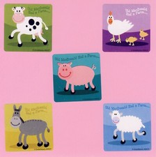 10 Farm Animals - Large Stickers - Cow, Chicken, Pig, Donkey, Sheep