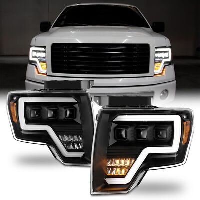 [Fits HALOGEN] BLACK For 2009-2014 Ford F150 FULL-LED DRL Projector Headlights