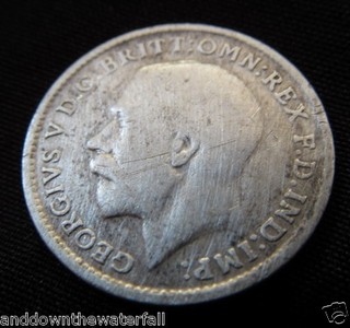 SOLID SILVER 3d 1919 Coin British World War I London Royal Mint Family King ii