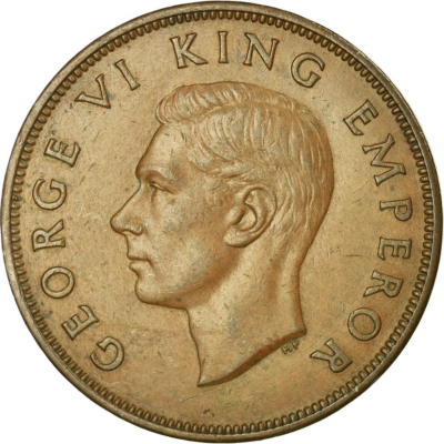 ★VIPレア【UKオリジVer2／Grant表記／PORKY刻印／マトA3B3】 New Zealand Coin 1 Penny | King George VI | Tui Bird | 1940 - 1947