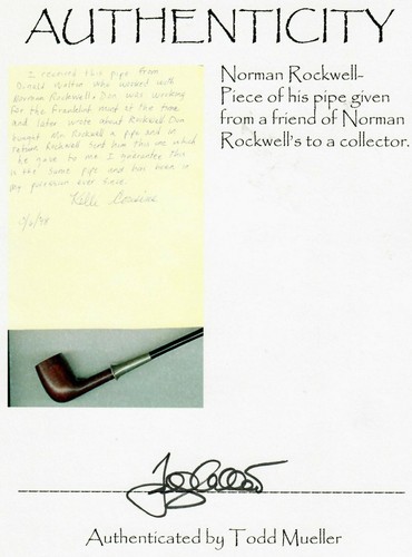 RARE! “Norman Rockwell" Piece of His Owned Pipe Encapsulated COA - Picture 2 of 2