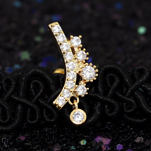 Gem Crystal Ear Cartilage Helix Ring Bar Stud Ear Cuff Climber Piercing Earring - Picture 173 of 268