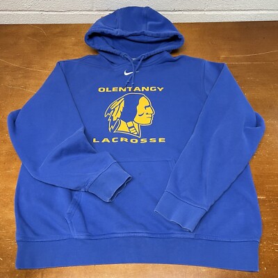 Nike Hoodie Mens Extra Large Blue Center Swoosh Pullover Indian
