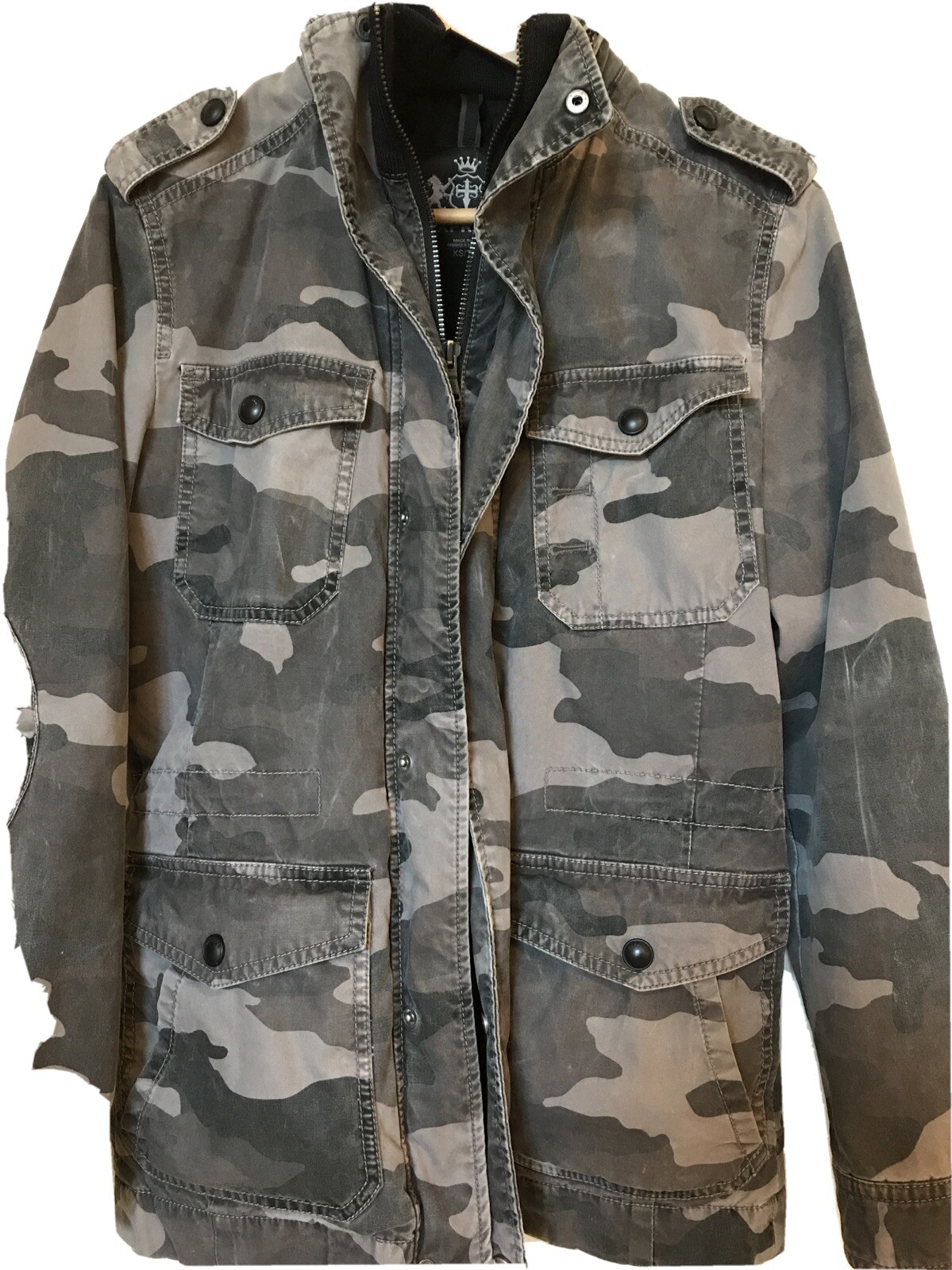 Express Mens Military Camo Long Sleeve Zip Up Jacket size XS