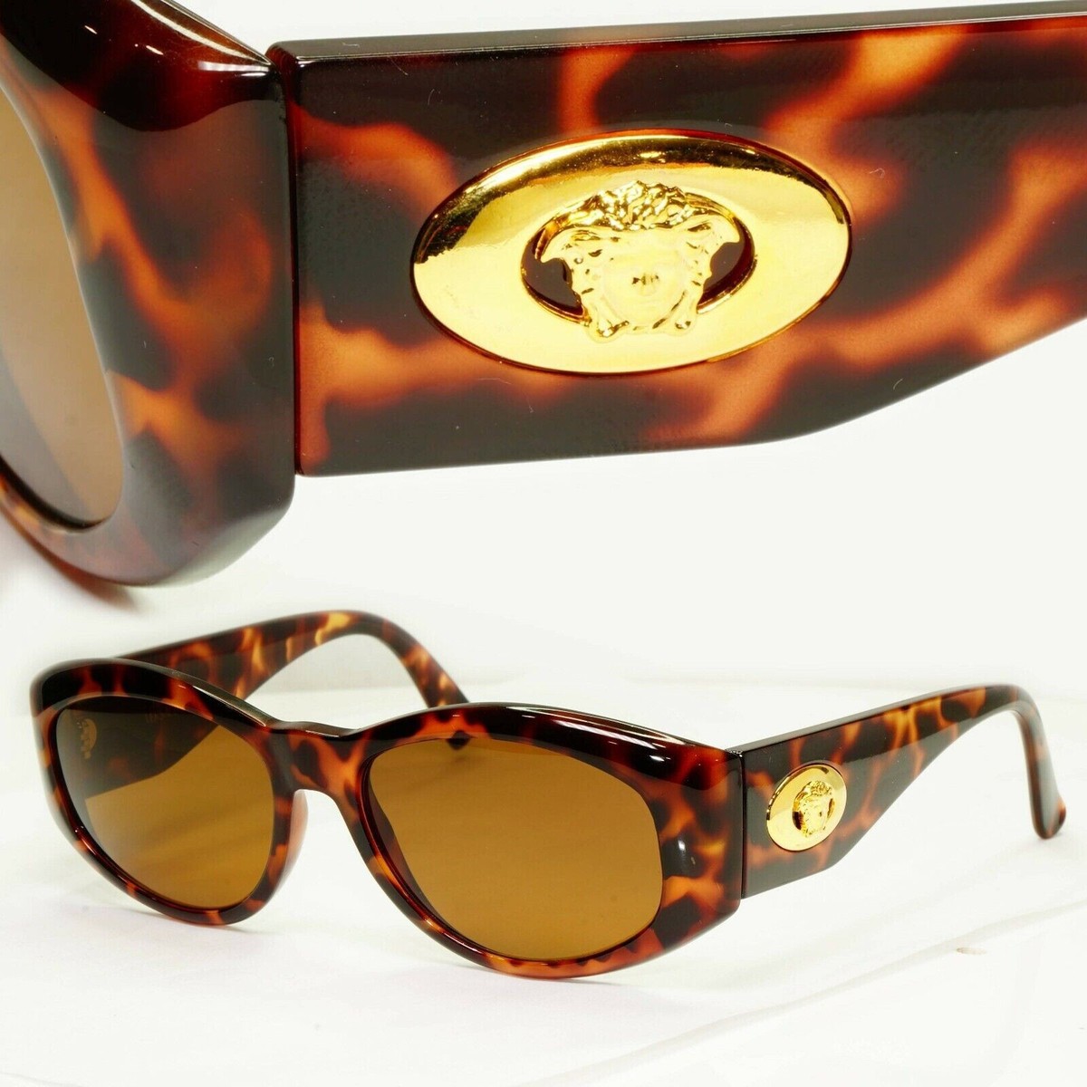 Gianni Versace 1996 Vintage Gold Medusa Biggie Sunglasses MOD 4V4