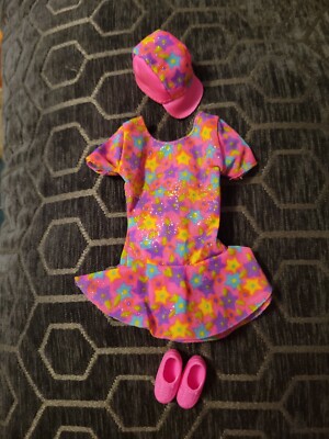 Mattel Barbie Doll Vintage 90s Pink Glitter Star Dress, Hat And Pink