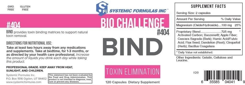 Systemic Formulas Bio Challenge #404 Bind, Toxin Elimination, 120 ...