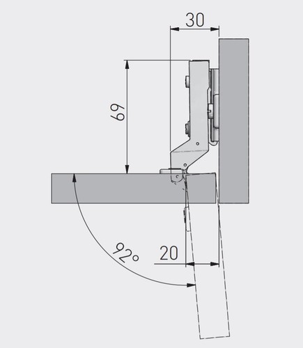 10 pz x Ø 26 mm GTV 90 gradi chiusura morbida camera da letto armadio bagno cerniere porta - Foto 6 di 6
