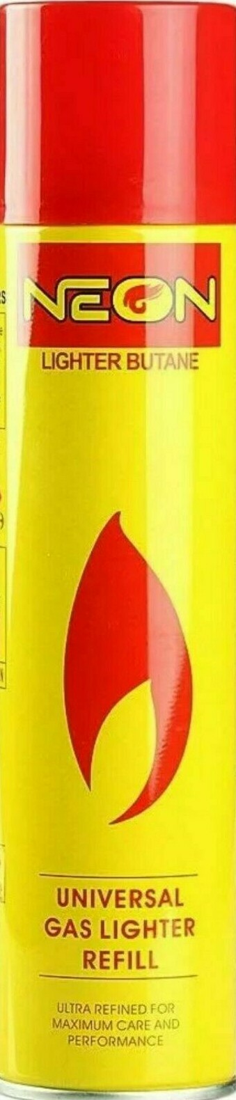 NEON ULTRA REFINED BUTANE GAS - FILTERED LIGHTER REFILL FUEL w/ 5 Adapters