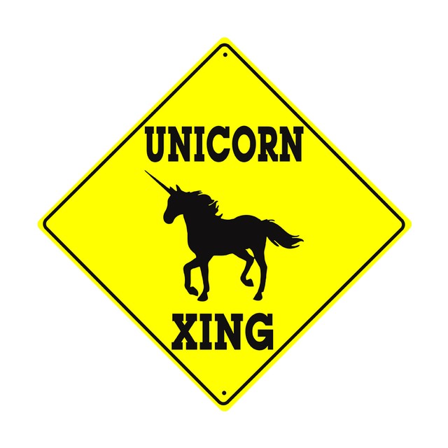 Unicorn Xing with Symbol Caution Animal Road Novelty Aluminum Metal