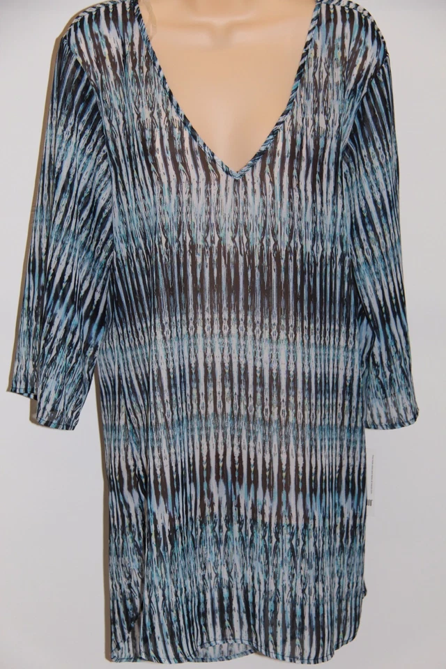 全新 Bar III 泳装比基尼遮盖迷你礼服束腰外衣 M 码靛蓝 — 第 4/4 张图片