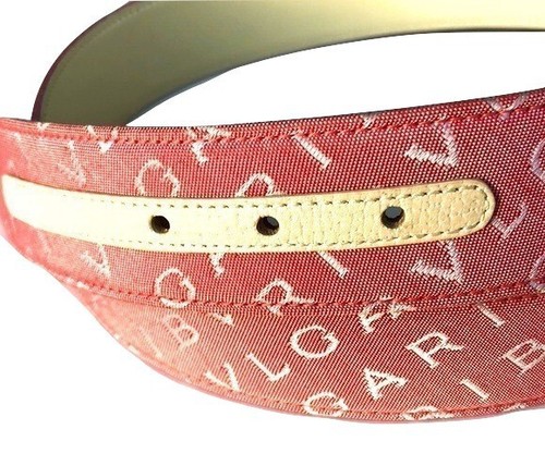 Authentischer Bvlgari neuer rosa Signaturgürtel mit beigeem Leder Gr. 42 - Bild 5 von 9