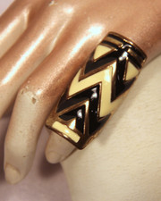 Rare Womens Vintage Mid Century Costume Jewellery Ring African Zebra Aztec Sz R