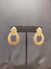 Vintage Womens Drop Dangle Hoop Earrings Pierced Gold Tone Jewelry Costume