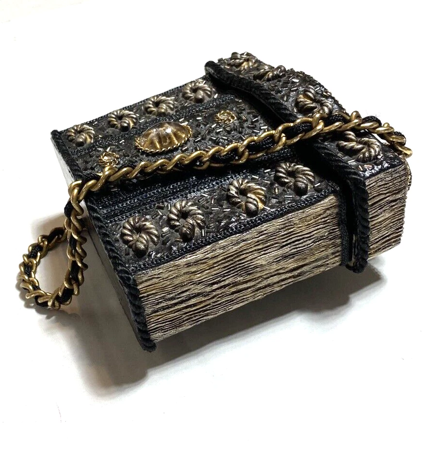 Cartera De Colección Intrincada Estuche Rígido Bolso Cadena Tallada Adornada Caja Decoración Única Foto 2 de 4