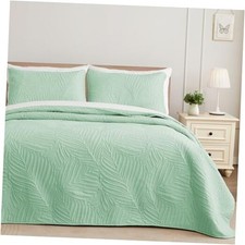 King Size Quilt Bedding Set, Lightweight Sage Green Quilts King Size for All