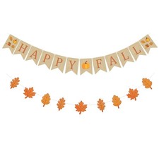 Oraivy Happy Fall Banner Garland with Pumpkin and Maple Leaves for Home  Aut...
