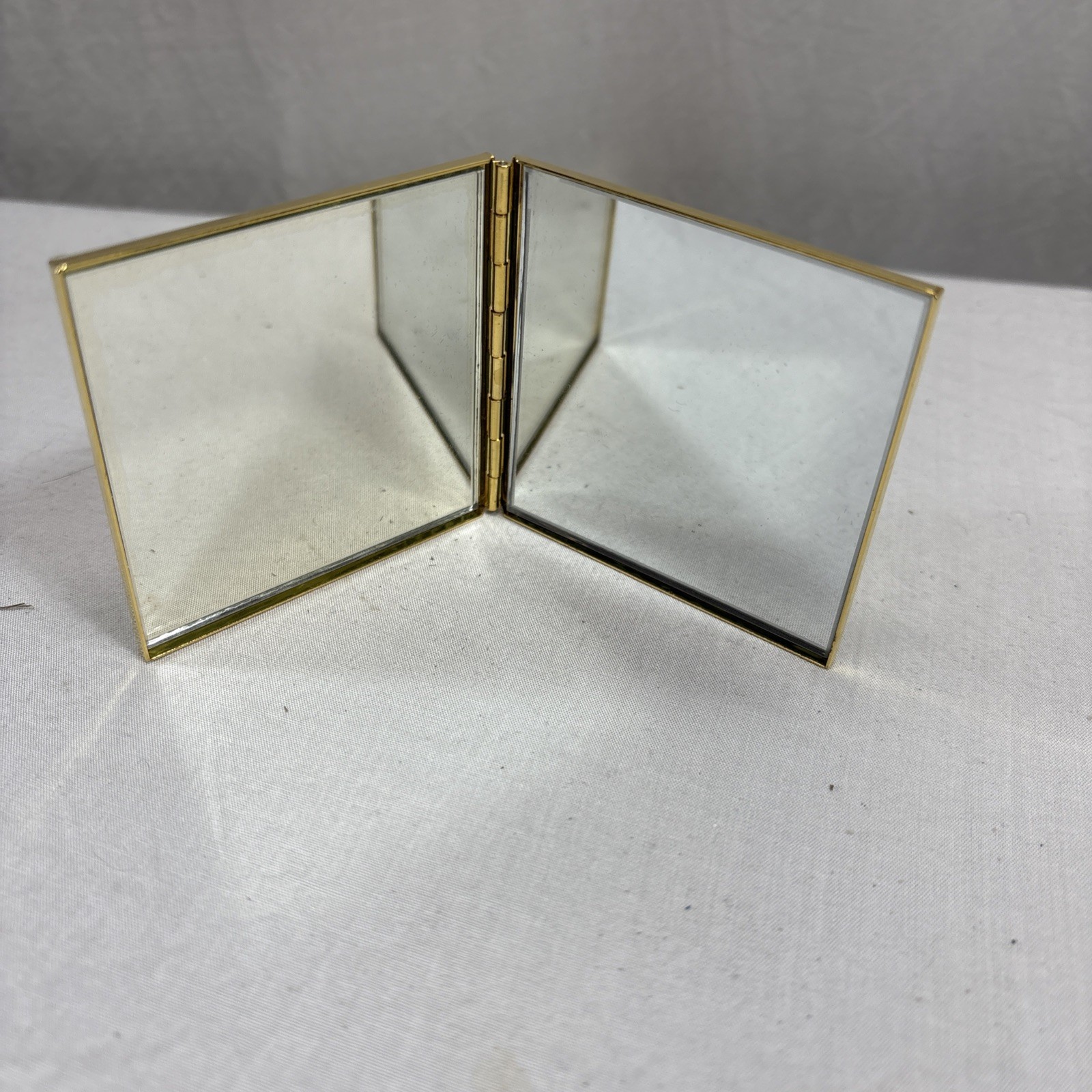 Vintage Harrods Gold Tone Dual Mirror Purse Compact