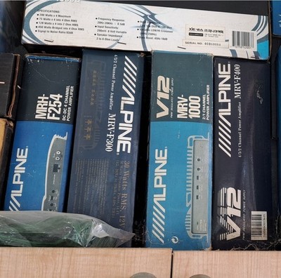 Lot of 4 Vintage Alpine Amplifiers V12 MRV-1000 MRV-F400 MRV-F300 MRH-F254 Boxed