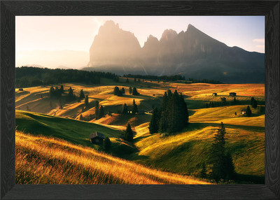 Alpine summer morning Framed Wall Art Poster Canvas Print Picture