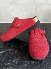 Ladies Red Felt Scholl Bio Print Foot Bed Mules 6UK/39EUR Excellent Condition